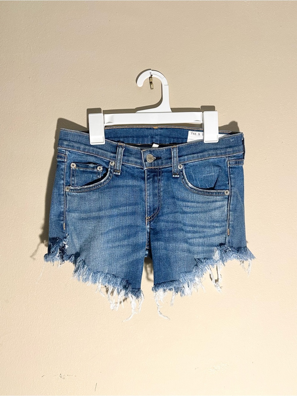 Rag & Bone Blue Distressed Denim Jean Cutoff Shorts Sz 24